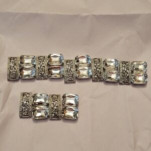 Elegant Silver Crystal Bracelet Set